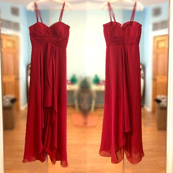 SOLD Evening Maroon Chiffon Strapless Dress* - Picture 8 of 8